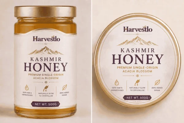 Harvestlo Kashmir acacia honey glass jar