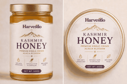 Harvestlo Kashmir acacia honey glass jar